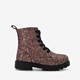 Metallic meisjes veterboots met stipjes