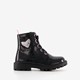 Meisjes lak veterboots zwart met glitters