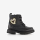 Leren meisjes veterboots zwart met hartje