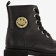 Leren meisjes veterboots zwart met smiley