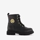 Leren meisjes veterboots zwart met smiley