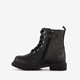 Leren meisjes veterboots zwart met smiley