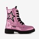 Leren meisjes veterboots paars met ster
