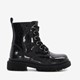 Leren meisjes veterboots met glitter zwart