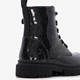 Leren meisjes veterboots met glitter zwart