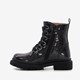 Leren meisjes veterboots met glitter zwart