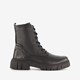 Leren dames veterboots zwart