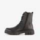 Leren dames veterboots zwart