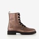 Leren meisjes veterboots roségoud