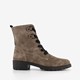 Suede dames veterboots taupe