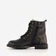 Leren meisjes veterboots met studs zwart
