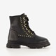 Leren meisjes veterboots met studs zwart