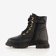 Leren meisjes veterboots met studs zwart