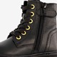 Leren meisjes veterboots met studs zwart