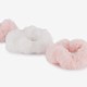 Fluffy meisjes scrunchies roze wit 3-pack