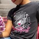 Meisjes T-shirt acid wash met tijgerkop