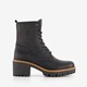 Leren dames veterboots zwart