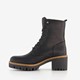 Leren dames veterboots zwart