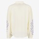 Dames blouse met geborduurde mouwen ecru