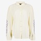 Dames blouse met geborduurde mouwen ecru