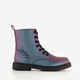 Metallic meisjes veterboots petrol