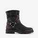 Leren meisjes biker boots zwart