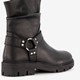 Leren meisjes biker boots zwart