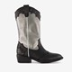 Leren meisjes western laarzen zwart zilver