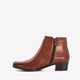 Leren dames enkellaarsjes cognac