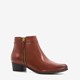 Leren dames enkellaarsjes cognac