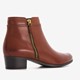 Leren dames enkellaarsjes cognac