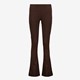 Dames flared broek donkerbruin met print
