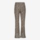 Dames flared broek beige met panterprint