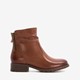 Leren dames enkellaarsjes cognac