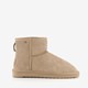 Gevoerde suede enkellaarsjes beige