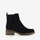 Suede dames enkellaarsjes zwart