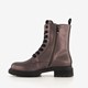 Dames metallic veterboots grijs