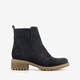 Suede dames enkellaarsjes blauw