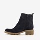 Suede dames enkellaarsjes blauw