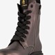 Dames metallic veterboots grijs