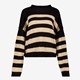 Dames trui gestreept zwart beige