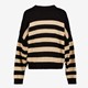 Dames trui gestreept zwart beige