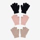 3 paar touchscreen handschoenen zwart roze beige