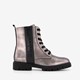 Dames veterboots metallic grijs