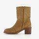 Suede dames enkellaarzen met hak camel