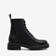 Leren dames veterboots zwart