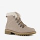 Gevoerde suede dames veterboots beige