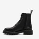 Leren dames veterboots zwart