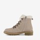 Gevoerde suede dames veterboots beige