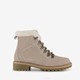 Gevoerde suede dames veterboots beige